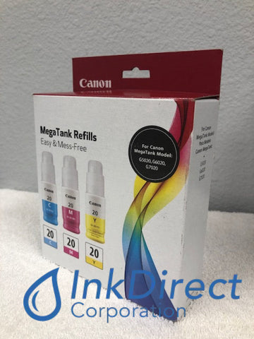 Genuine Canon 3394C003 3394C003AB GI-20 Ink Bottle Cyan Magenta Yellow G5020 G6020 G7020 Ink Tank , Canon &nbsp; - InkJet Printer &nbsp;MegaTank PIXMA G5020, &nbsp;G6020, &nbsp;G7020,