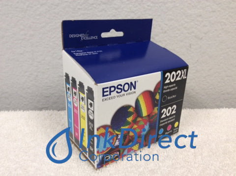 Genuine Epson T202XLBCS T202XL-BCS Epson 202XL BK 202 CMY Ink Jet Cartridge Black Cyan Magenta Yellow Ink Jet Cartridge , Epson&nbsp; &nbsp;- All-in-One&nbsp; WorkForce WF-2860,&nbsp; XP&nbsp; 5100,