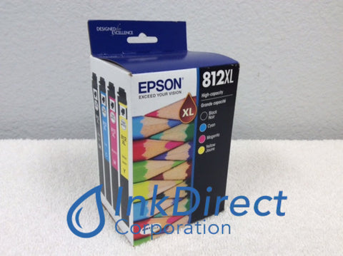 Genuine Epson T812XLXCS T812XL-XCS Epson T812XL Ink Jet Cartridge Black Cyan Magenta Yellow Ink Jet Cartridge , Epson - All-in-One Workforce Pro WF-7820, WF-7840, - Multi Function WorkForce EC-C7000, - Wide Format Printer Workforce Pro WF-7310,