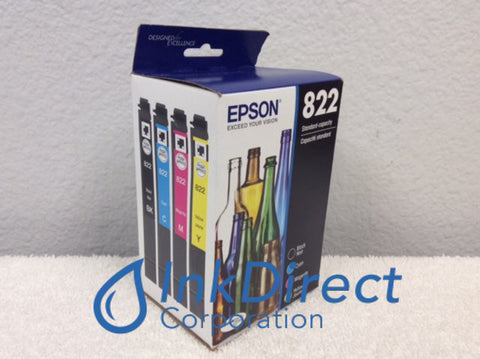 Genuine Epson T822120BCS T822120-BCS Epson T822 Ink Jet Cartridge Black Cyan Magenta Yellow Ink Jet Cartridge , Epson - All-in-One Workforce Pro WF-3820, WF-4820, WF-4830, WF-4834