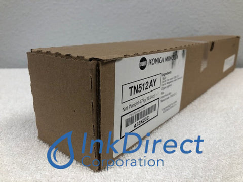 Genuine Konica Minolta A33K23C (Plain Brown Box) TN-512AY TN512AY Toner Cartridge Yellow Bizhub C454 C554 Toner Cartridge , Konica-Minolta - Multi Function BizHub C454, C554,