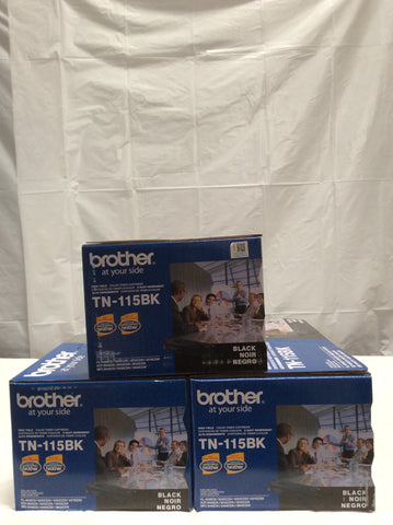 Genuine Brother TN115BK TN-115BK TN115BK High Yield Toner Cartridge Black ( lot of 3 ) DCP 9045CD 9040CN 9045CDN 9440CN 9840CDW 4040CN 4070CDW