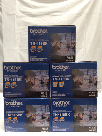 Genuine Brother TN115BK TN-115BK TN115BK High Yield Toner Cartridge Black ( lot of 5 ) DCP 9045CD 9040CN 9045CDN 9440CN 9840CDW 4040CN 4070CDW